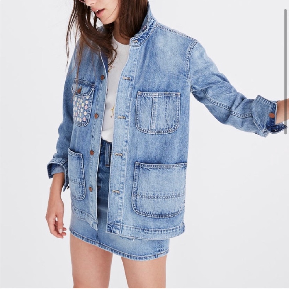 Madewell embroidered jean jacket